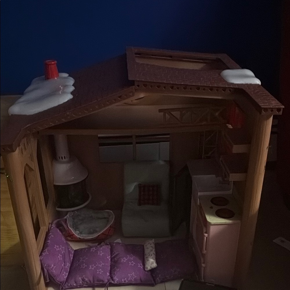American Girl Dollhouse with Purple and White Accents